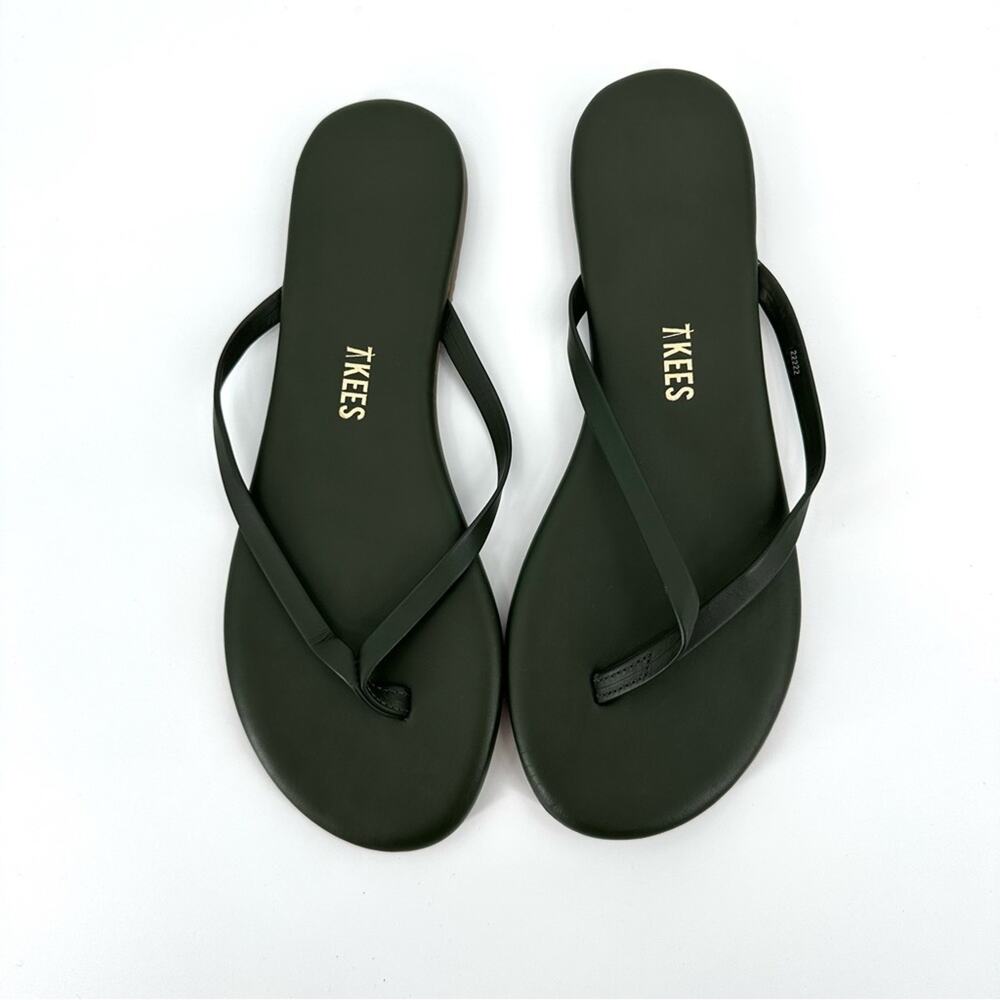 TKEES liners flip flops in forest green Size 6